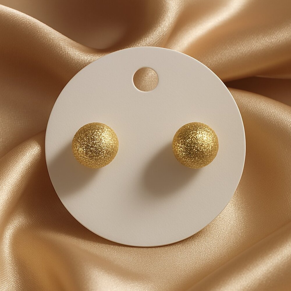 Minimalist Gold-Tone Textured Stud Earrings – Elegant Classic Women’s Jewelry